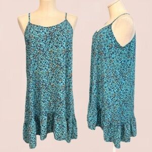 HAYDEN spaghetti strap relaxed fit mini floral print summer dress with ruffles